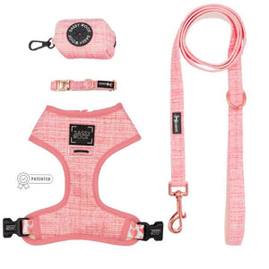 Pink dog harness set
