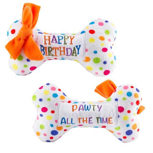 Happy Birthday Bone Squeaky Dog Toy
