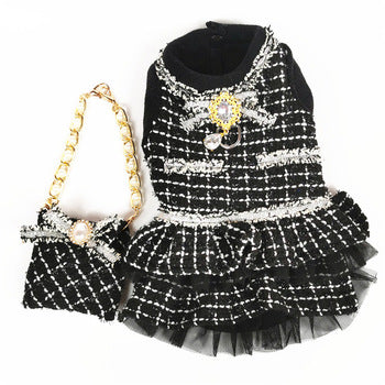 Chewnel Lace Pearl Dress for Dogs