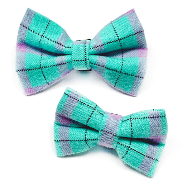 Turquoise Flannel Dog Bow Tie