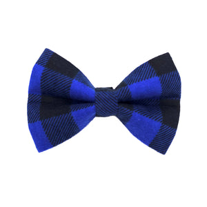 Blue Plaid Flannel Dog Bow Tie