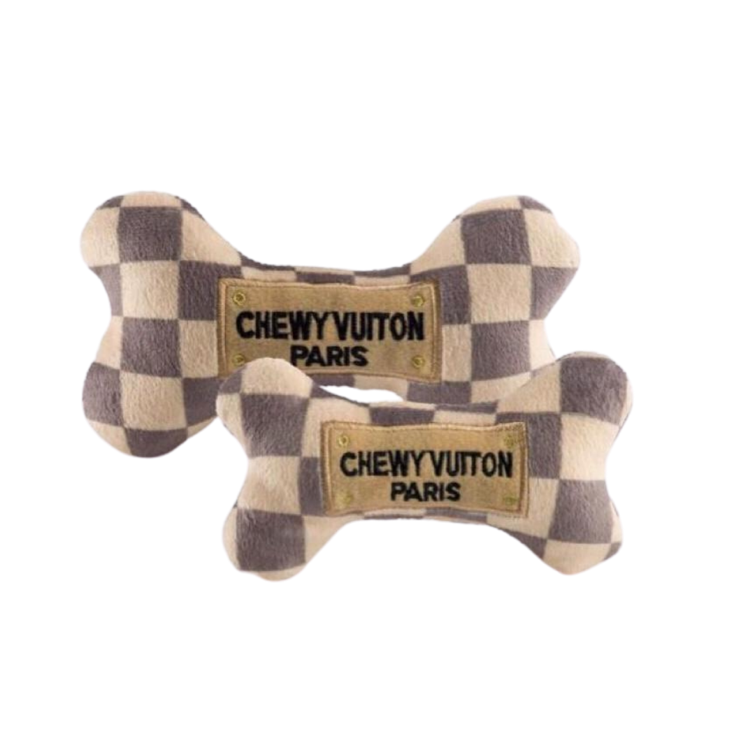 Chewy Vuiton Bone Squeaky Toy for Dogs – Petit Pups Pawtique & More