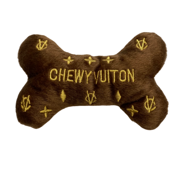 Black Checker Chewy Vuiton Bone Squeaker Dog Toy – Petit Pups Pawtique &  More