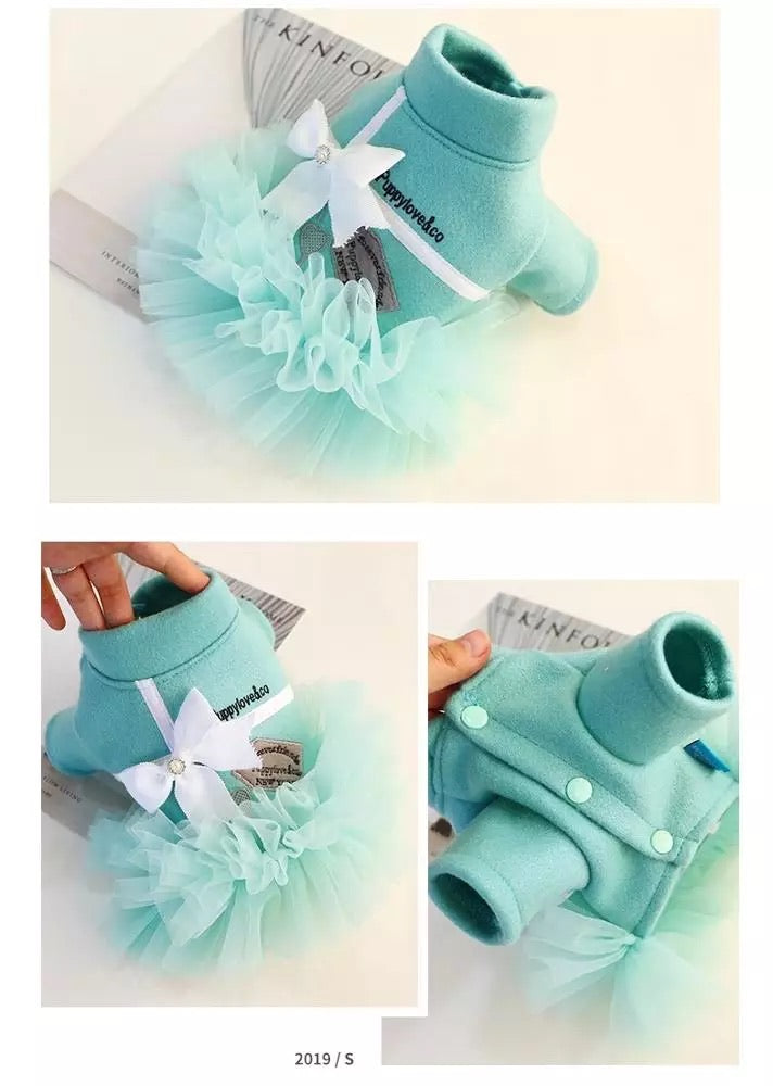 blue dress for baby girl Designer Handmade Navy Blue Trailing Dog Party Dress