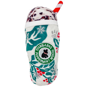 Starbarks Puppermint Mocha - Holly Print Cup Squeaky Toy for Dogs